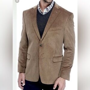 Saddlebred Corduroy Sport Blazer Faux Suede Elbow Patch Notch Lapel Brown 46R